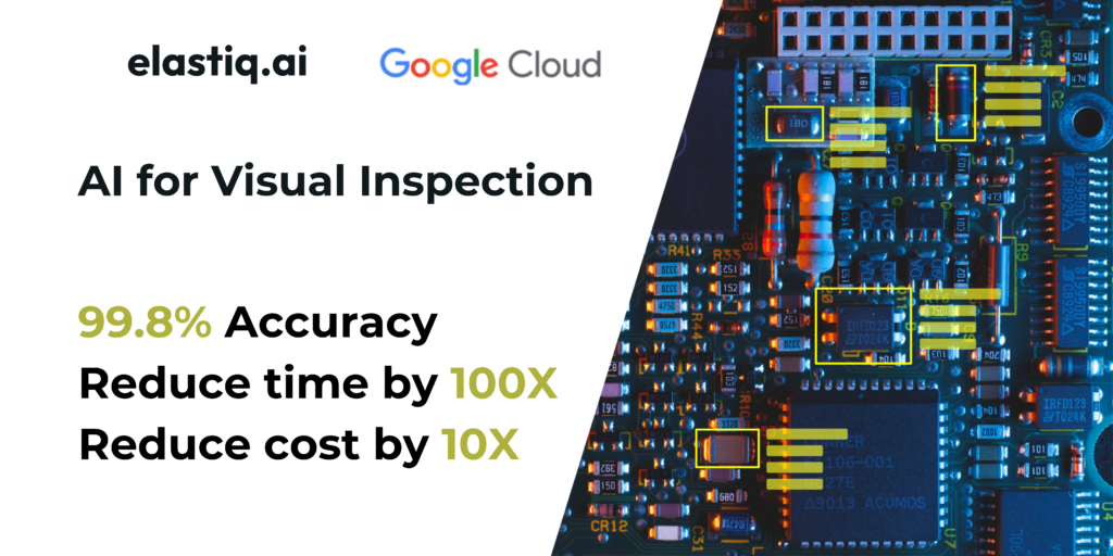 Elastiq and Google Cloud delivered a 99.8% accurate AI vision system for PCB inspection, replacing manual labor. This solution precisely detects component presence/absence, revolutionizing manufacturing for a North American electronics leader.